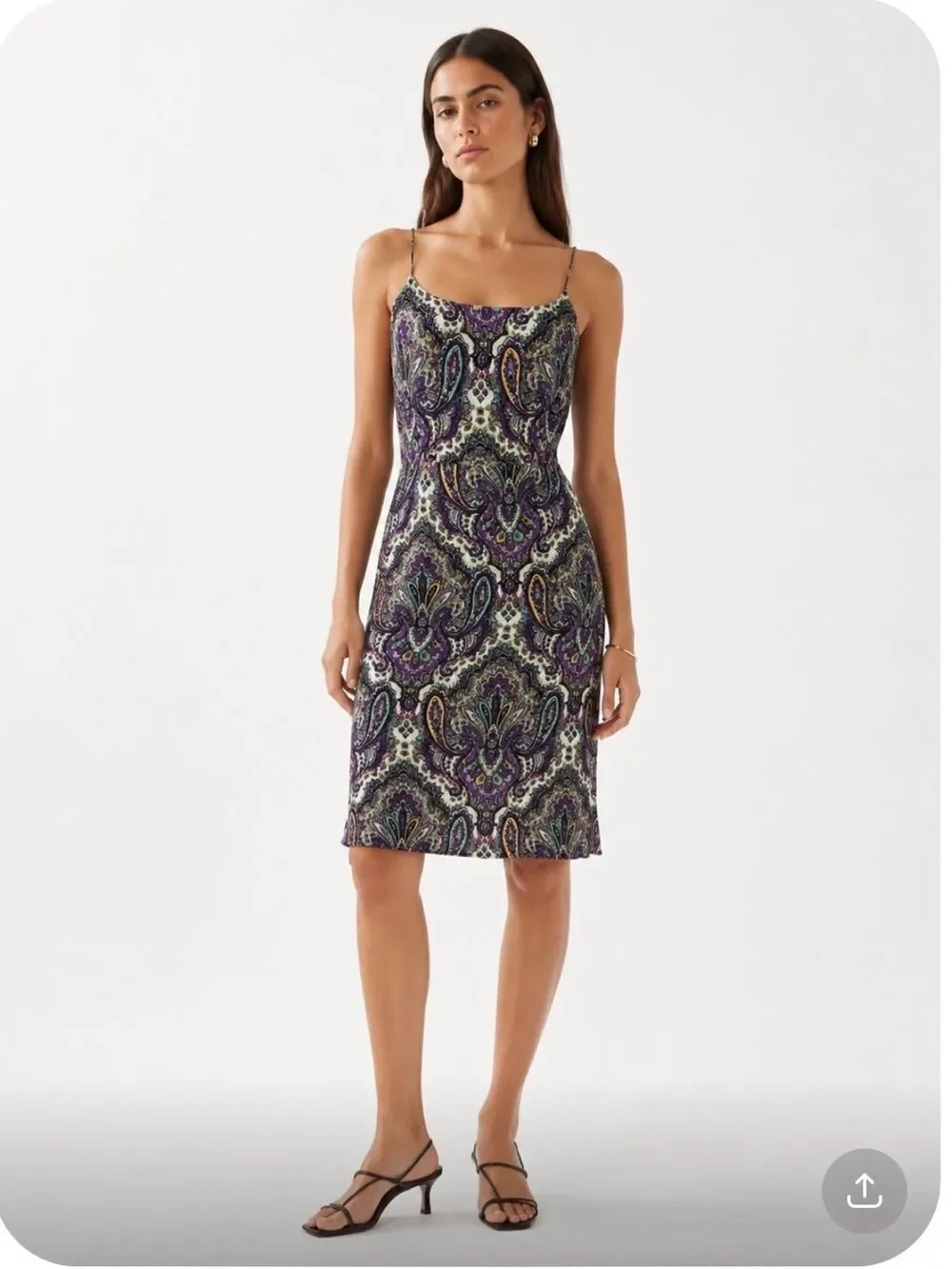 VINTAGE J. CREW 100% Silk Paisley Mini Dress in Navy, Purple and Teal Size 4